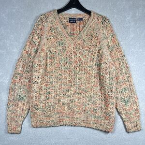 Vintage Givenchy for Chesa 100% Acrylic Knit V-Neck Multi-Colored Sweater SZ: XL